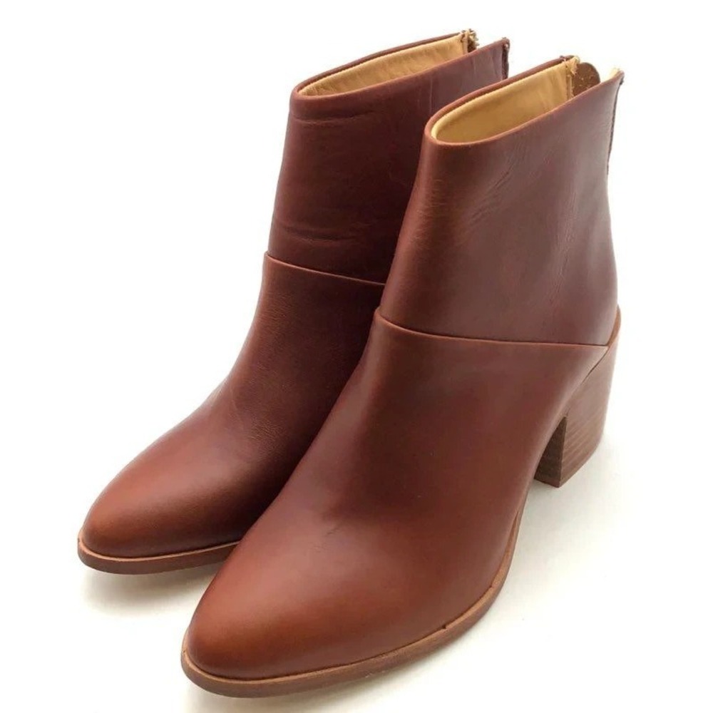 Nisolo Dari Boot Brandy Leather Heeled Ankle Booties Women 8.5 Western Boho EUC